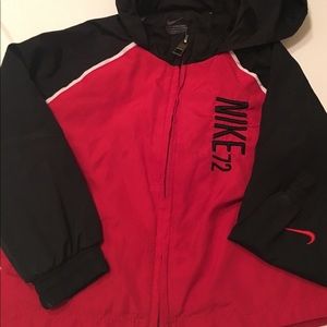 Nike red and black jacket with hoodie